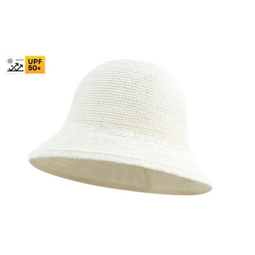 Casual Solid Color Bucket Hat Korean Style Foldable Visor Hat Breathable Knitted Sun Protection Hat For Women