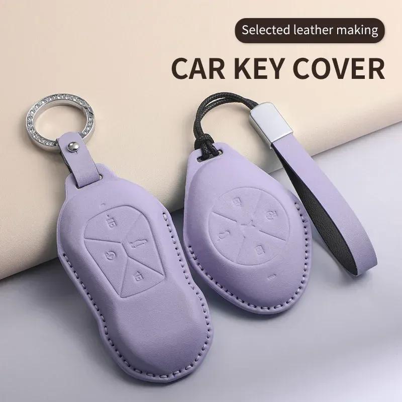 PU Leather Car Key Case Cover Holder Keychain Protective Shell for Xiaopeng Xpeng P5 P7 G3 G6 G9 G3i Remote Key