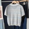Women's Striped Ice Silk Linen Blend Polo T-Shirt
