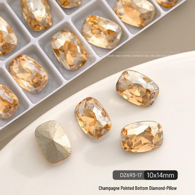 K9 Champagne Nail Art Rhinestone Jewelry - High Quality Irregular Crystal, Fat Square, Water Drop, Heart-Shaped Decorations