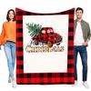 Merry Christmas Red Plaid Blanket Festive Cozy Soft Throw for Sofa and Bed, Perfect Holiday Decoration and Gift Idea for Family