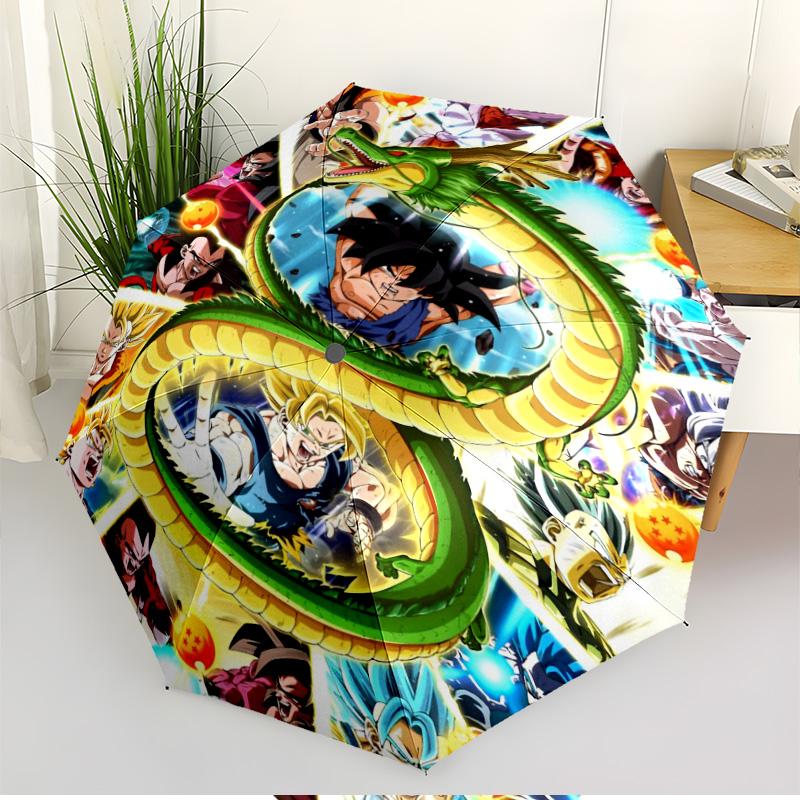 DRAGON BALL Print Automatic Open Close Umbrella, Portable Foldable Umbrella, for Outdoor Commute Camping Trip, Ideal Birthday Gift