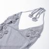 Flash Yarn Hook Flower Patch Dress Sexy Pure Desire Slim Halter Backless Sleeveless See Through Party Dresses Summer Lady Robes
