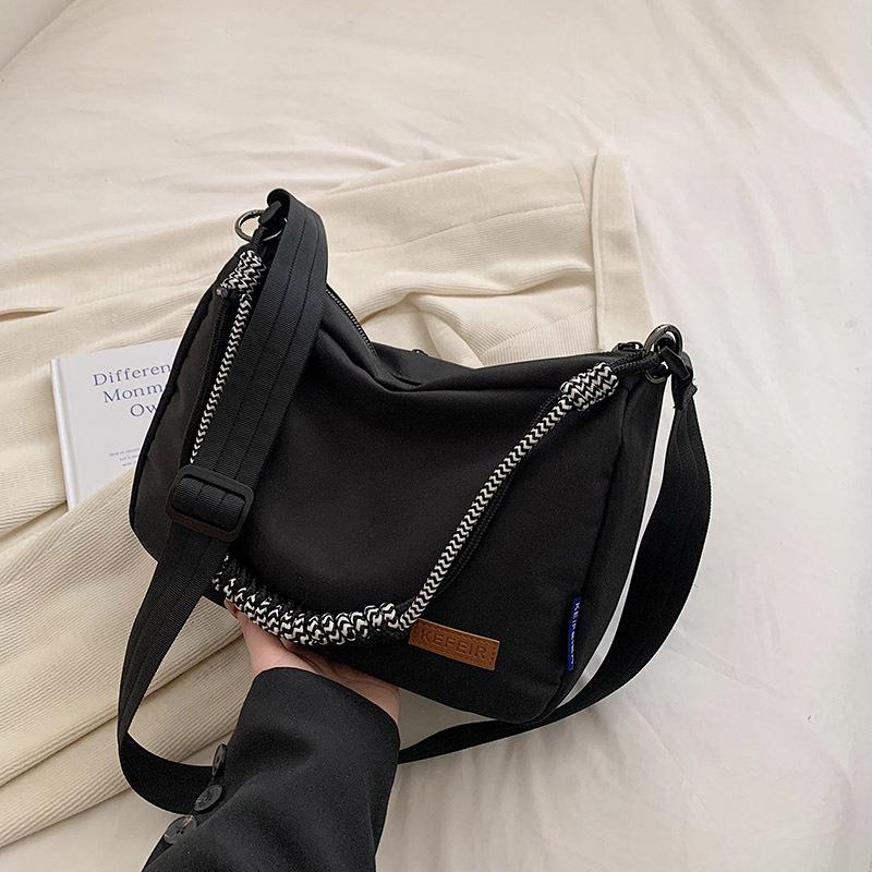 

Полотняна сумка жіноча нова сумка-месенджер повсякденна студентська сумка-тоут шкільна сумка великої місткості сумка на плече тканинна сумка чорний