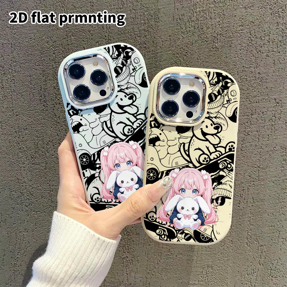 Phone Case: 2D Flat Design, Suitable for iPhone 18 17 16 15 14 13 Pro Protective Case, Twin-tail Girl, Perfect Christmas and Halloween Holiday Gift