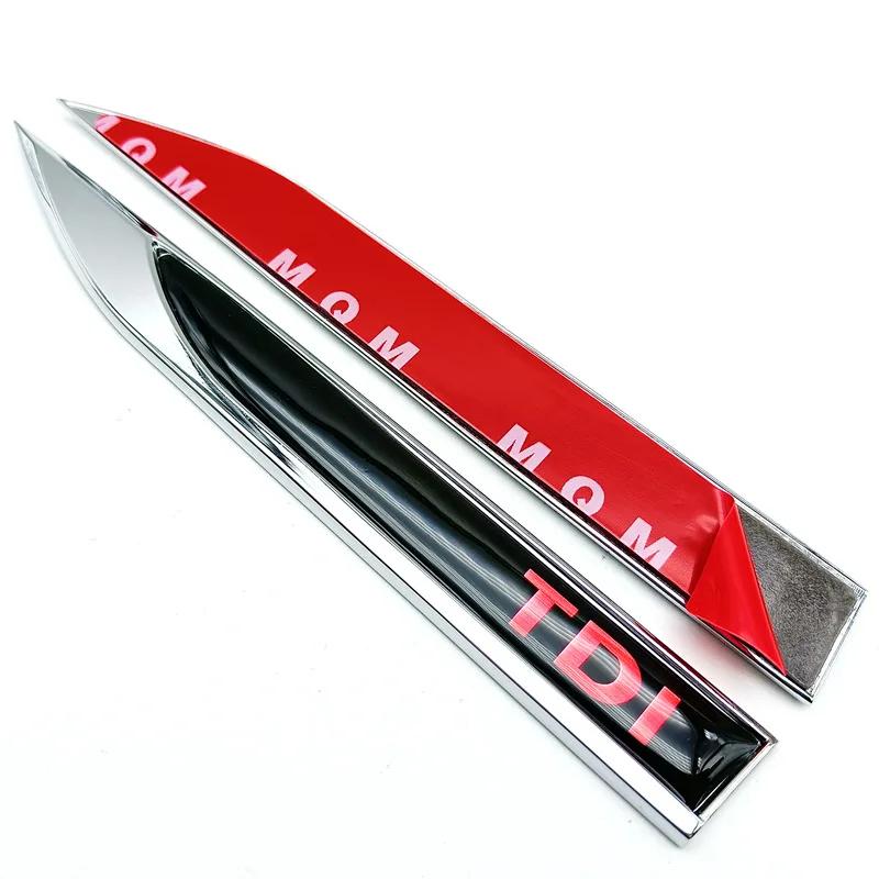 AABGJ1 2Pcs 3D Blade Metal Logo TDI Emblem Car Fender Badge Decal For Volkswagen VW Polo Golf 6 7 Passat B6 T5 TDI Sticker Accessories