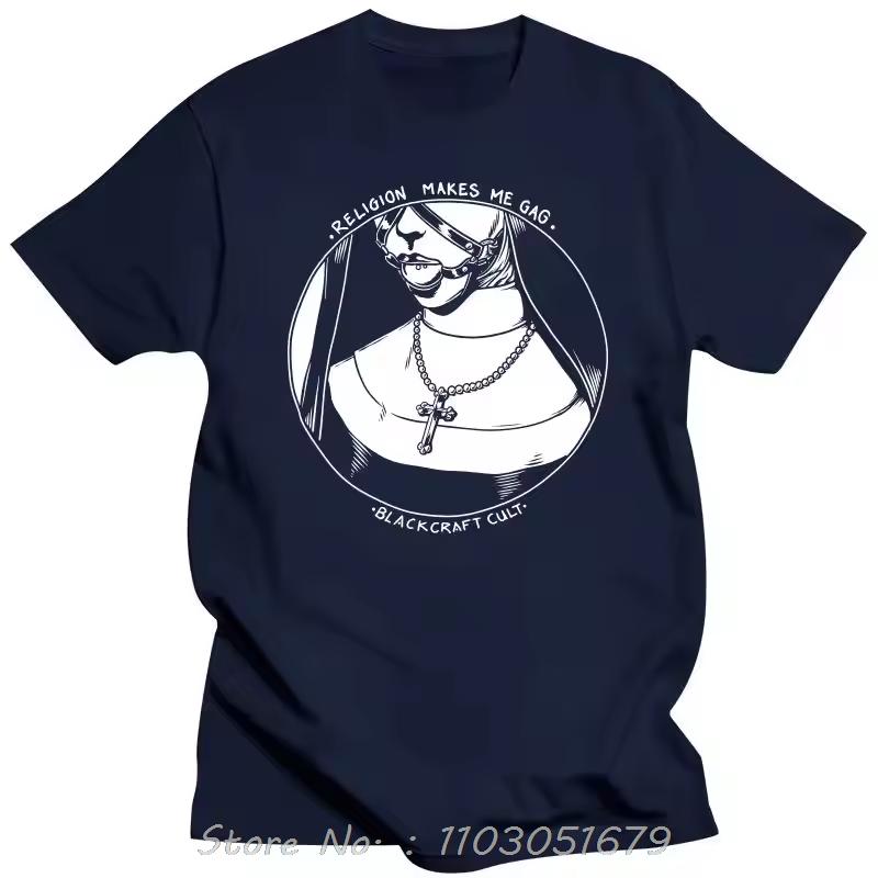 Stampa Dark Nun Abbigliamento Uomo T-shirt Oversize Estiva Camisetas La Religione Rende Maglietta Fitness Scherzo Blackcraft Cult Cotone T-shirt