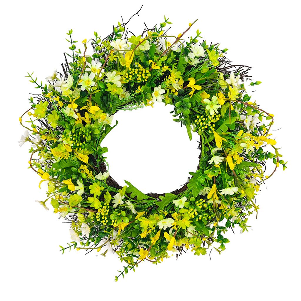 1pc 2026 Spring Small Wildflower Simulation Wreath Front Door Hanging Decoration Festive Party Supplies Accessories