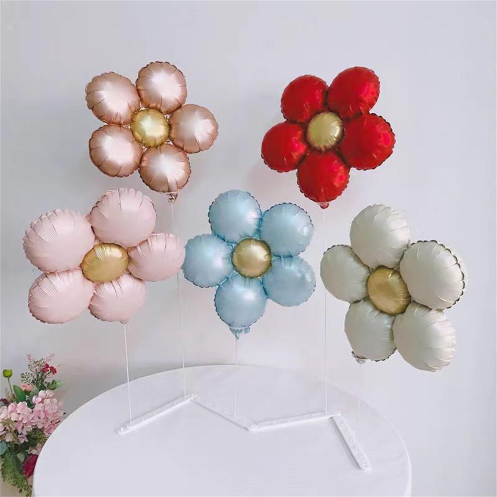 5pcs Matte Flower Aluminum Film Balloons Birthday Party Decor Baby Shower Supplies Toy Balloon Wedding Ballons Festival Decor