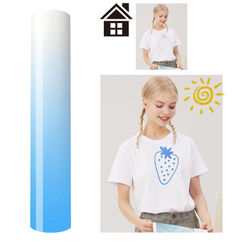 

UV Color Change PU Heat Transfer Vinyl Sunlight-Sensing HTV Iron on Vinyl Pattern DIY T-Shirt Hat For Cut or Silhouette Cameo 30x25cm