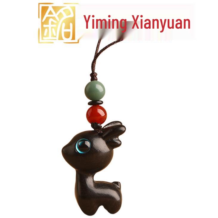 Yiming Xianyuan Sandelholz Hirsch Schlüsselanhänger & Handy-Lanyard-Anhänger für Paare