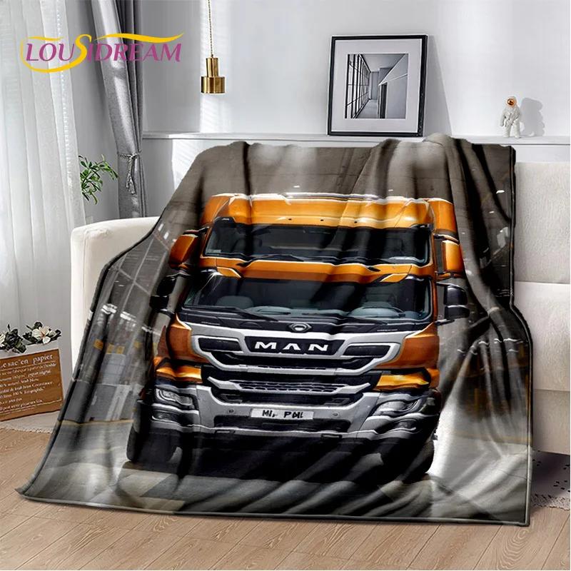 HD Man Truck Lorry 3D Printing Soft Flannel Blankets,Throw Blanket Comfortable Blanket for Picnic Beds Sofa Home Bedroom Gifts