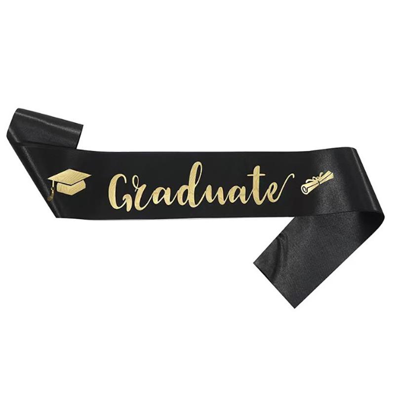 Black Gold Graduation Sash Belts Booth Props Congrate Grad Ribbon Shoulder Straps Party Supply For Graduate Decorations