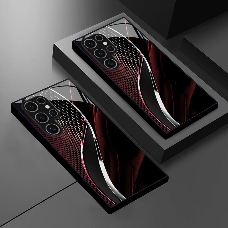 Creative line texture glass phone case suitable for Samsung Galaxy S26 S25 S24 S23 S22 S20 FE Ultra Plus anti drop back cover