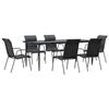 VidaXL Garden Dining Set 7 Pcs Black Textilene and Steel 3200708