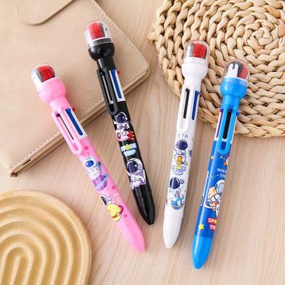 Back To School 5pcs 0.5mm Cartoon Astronaut Shape Seal Six Colors Ballpoint Pen, Durable School Learn Ballpoint Pen for Awarding Student Prize Smooth