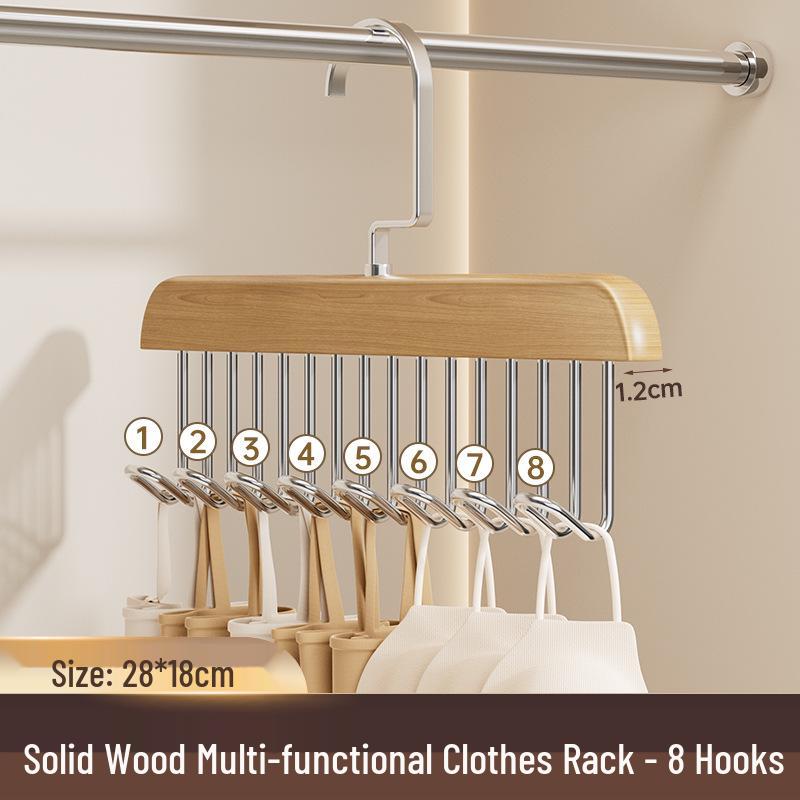 Solid Wood Rotatable Wave Hanger with Eight Hooks for Underwear and Straps Storage 1000₽