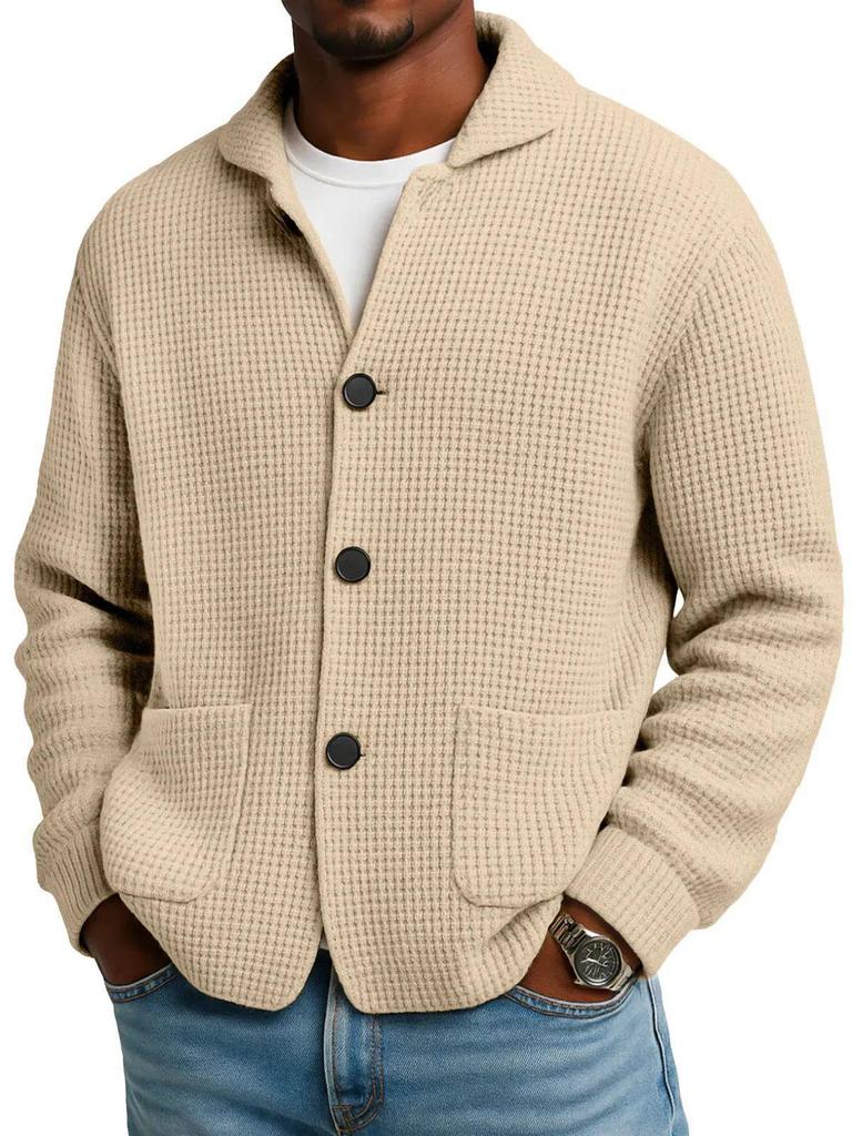 Giacca da Uomo con Revers Europea & Americana - Autunno/Inverno Maglia a Nido d'Ape Camicia Casual alla Moda
