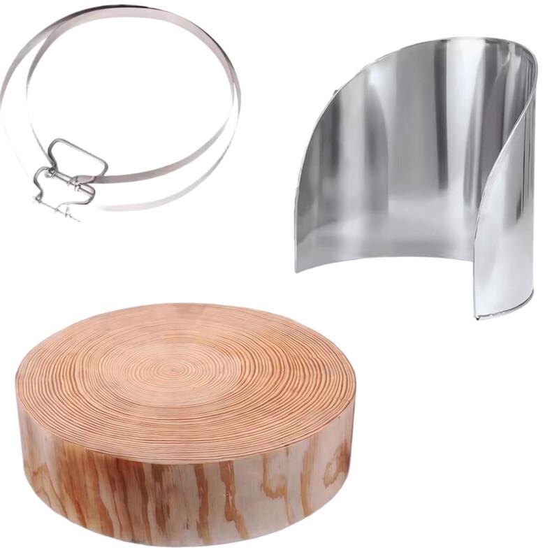 Qianxing 50cm Pine Wood Cutting Board with Stainless Steel Surround Set