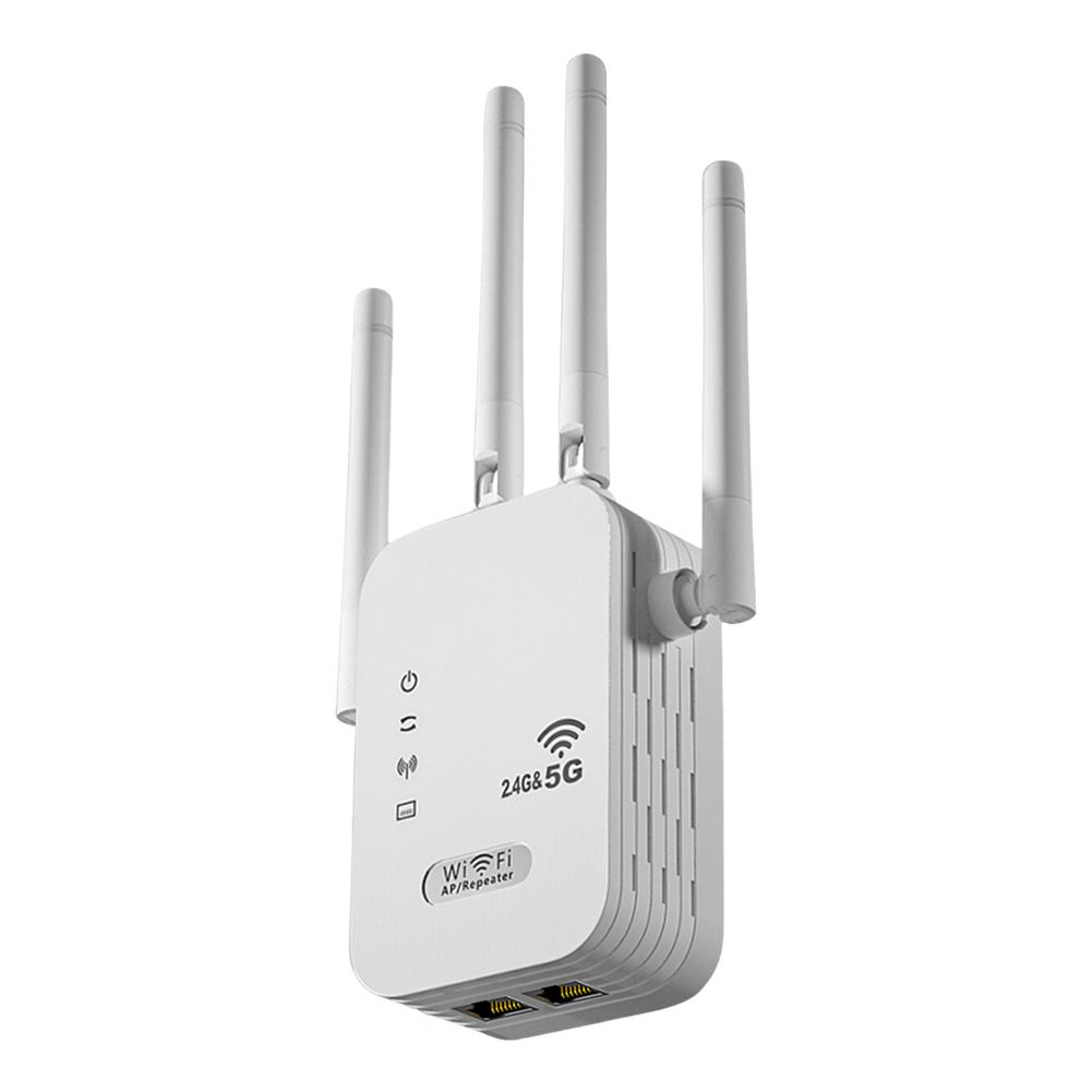 1200Mbps Wireless WiFi Repeater with WAN/LAN Port Dual-Band 2.4GHz/5GHz WiFi Extender 4 Antennas Wi-Fi Signal Booster for Home