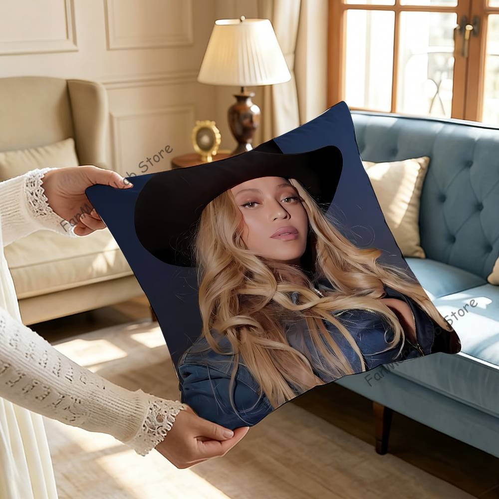 BBeyonce COWBOY CARTER Kissenbezug Plüschstoff Weicher Kissenbezug Beidseitiger Druck Sofakissenbezug Überwurf