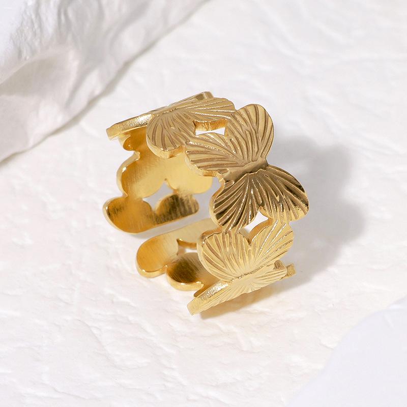 18K Gold Plated Stainless Steel Open Ring: Simple, Versatile, Niche Design, Colorfast Titanium Steel