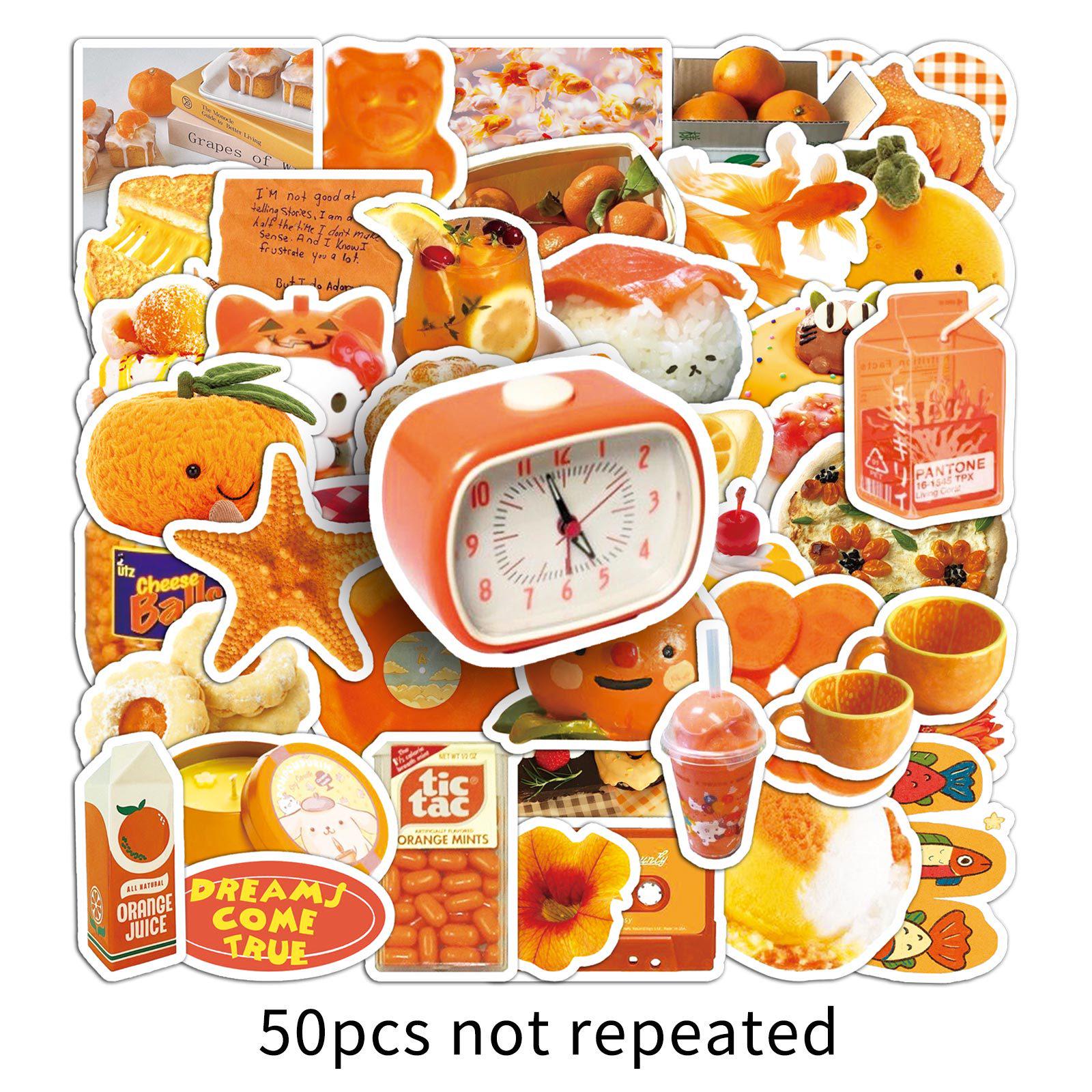 50 Sheets Creative Orange INS-Style Food Stickers for DIY Storage Box