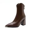 Autumn Winter Women's High Heel Ankle Boots Back Zippers Pointed Toe Shoes Street Style Banquet Party Short Botas Mujer