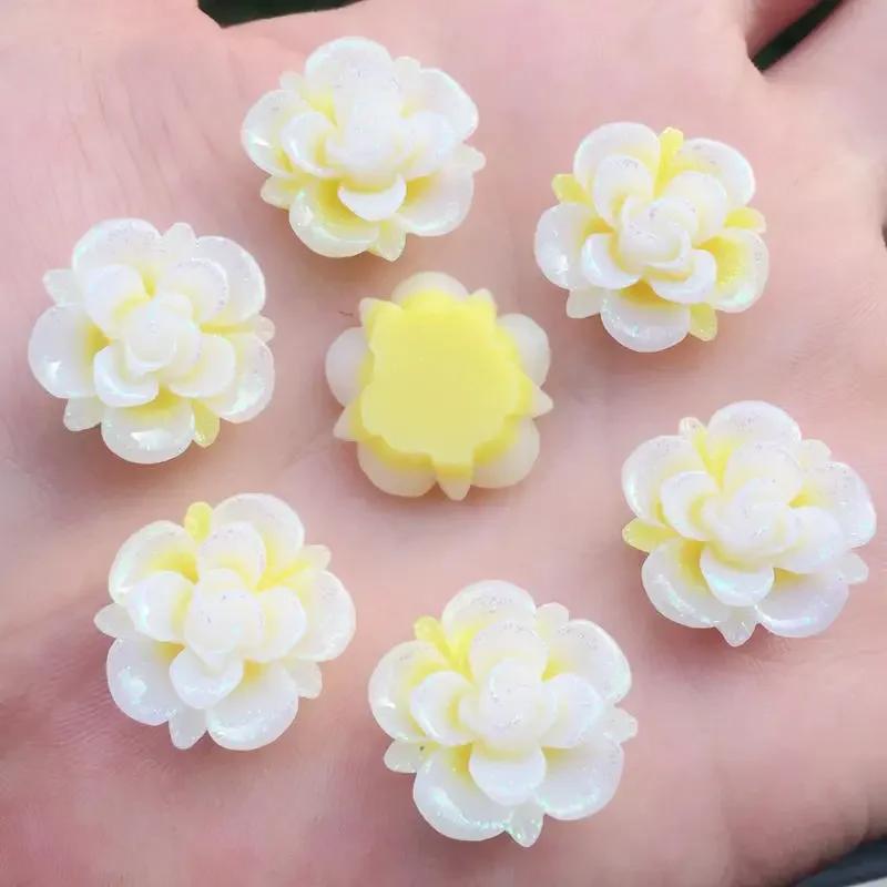 15pcs 19mm Resin Flower Rhinestone Flatback Cabochon for DIY Wedding Decoration -A62