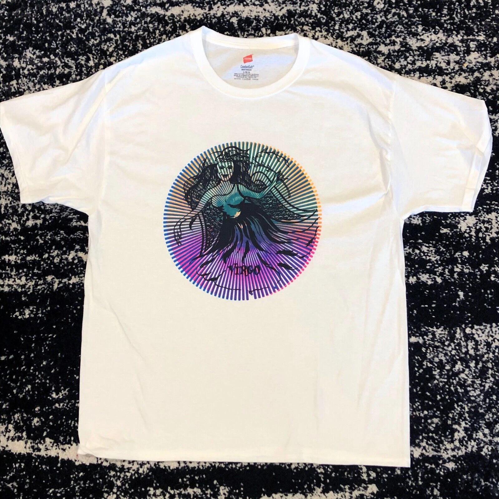 

Ретро Новинка Футболка 70-х ВИНТАЖНАЯ Термонаклейка Дыра от крысы Знак зодиака Дева БОЛЬШАЯ L