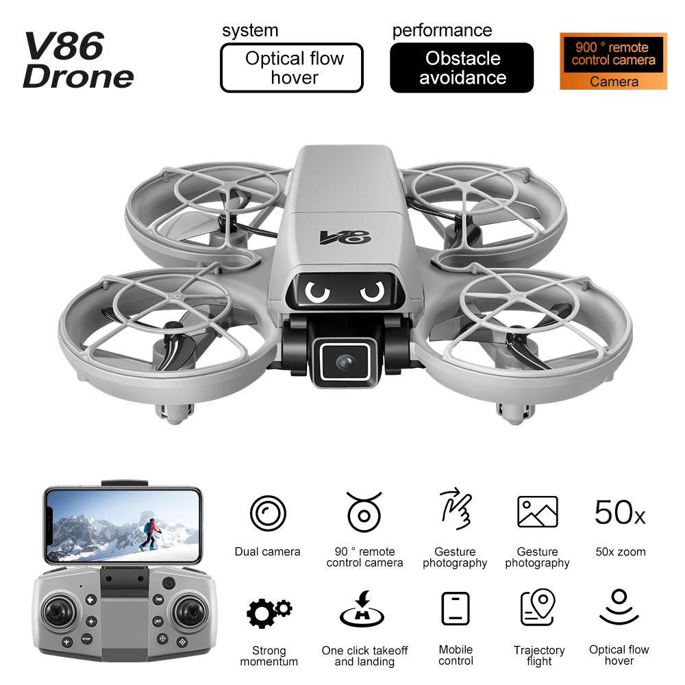 2025 New V86 Mini Remote Control Drone with 4K HD Camera, Foldable Quadcopter, Intelligent Obstacle Avoidance, Toy Airplane, Gift for Kids