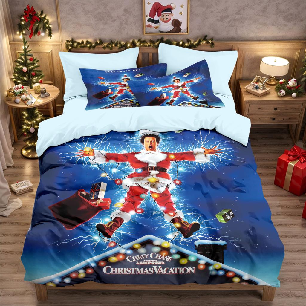 Christmas Bedding Set Printed Christmas theme Duvet Cover Set Soft Single Double Size Bed Set  Christmas Gift Tree Decoratio