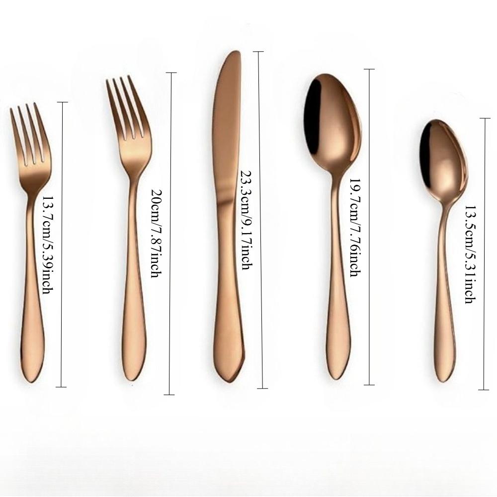 5 Piece Gold Silverware Set Cutlery Set Stainless Steel Cutlery 4-person Serving Easy To Clean, Dishwasher safe Reusable