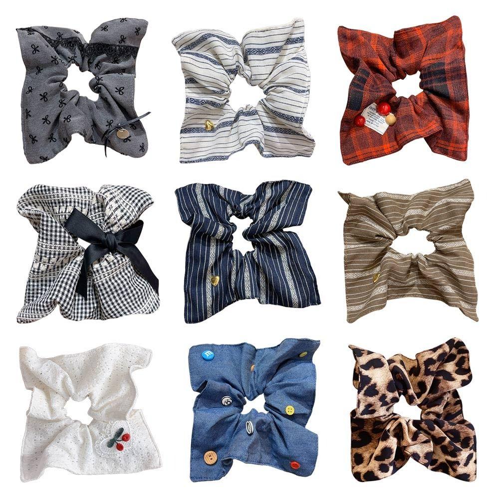 Novos Elásticos de Cabelo Quadrados de Tecido Grande Corda Elástica para Cabelo Mulher Menina