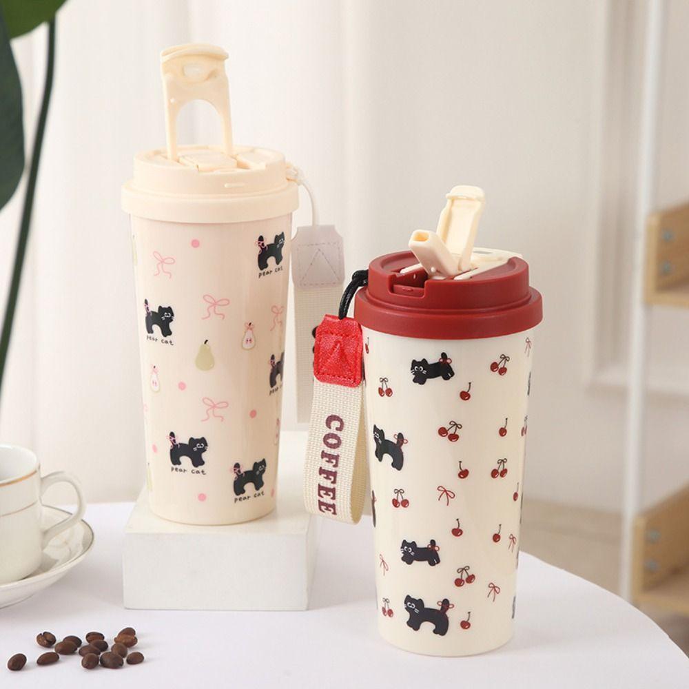 

Double Drinking Water Cup 550ml Coffee Cup Cute Plastic Cups Student C