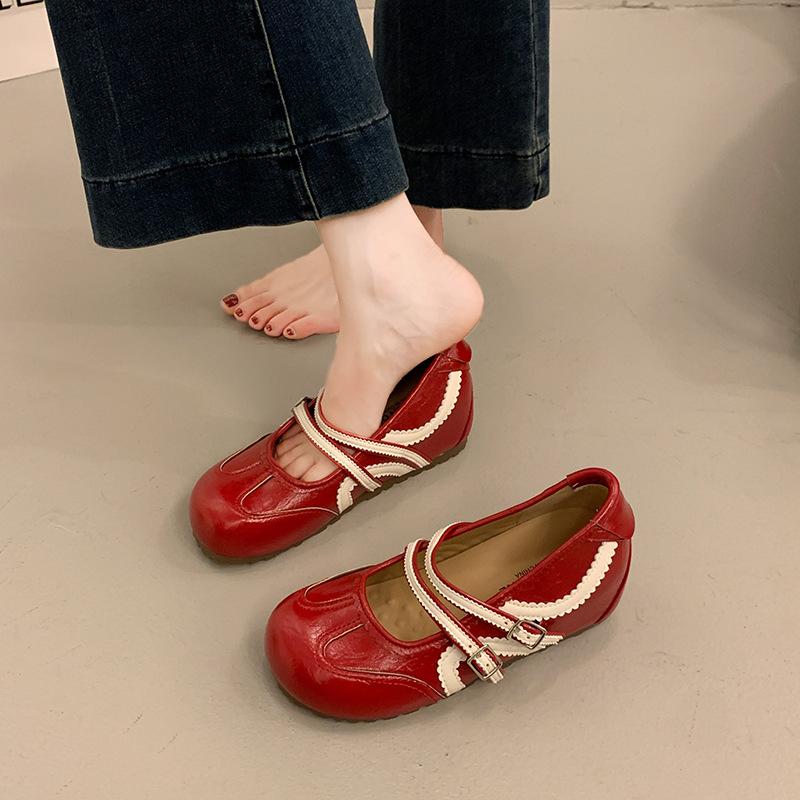Damen Retro Elegante Flache Mund Casual Keilabsatz Mary Jane Schuhe Herbst Neue Mode Vielseitig Bequem Einzelne Schuhe
