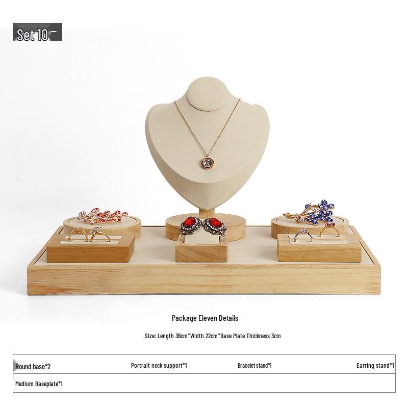 Digu Solid Wood Jewelry Display Stand for Rings, Necklaces, Earrings, and Pendants