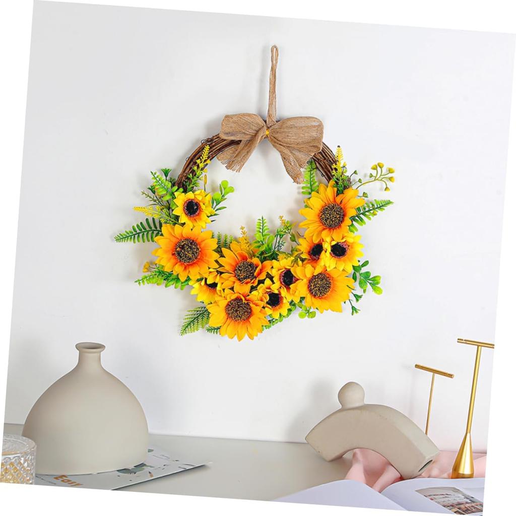 NOLITOY 1pc Sunflower Door Trim Decoraciones para Salas De Casa Flower Hoop Garland Hanging Hoop Wreath Large Sunflower Wreath Summer Front Door