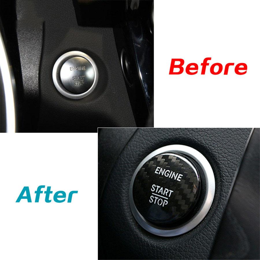 Samolepicí kryt tlačítka Start Stop motoru z uhlíkových vláken pro Benz třídy C GLC C200l