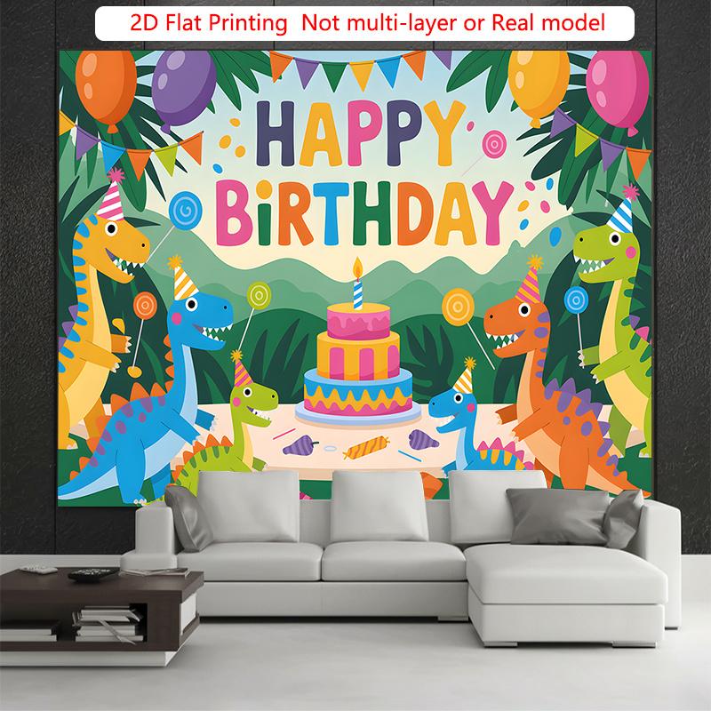 Party Backdrop Dinosaur Jungle Cake Flat Dinosaurs Balloons Studio Hanging Event Photo Background Front Door Decor