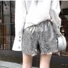 Fritidsshorts for kvinner Sommermote Y2K paljettdesign Høy midje Slank Løs Enkel A-linje shorts med brede ben Koreansk gatetrend