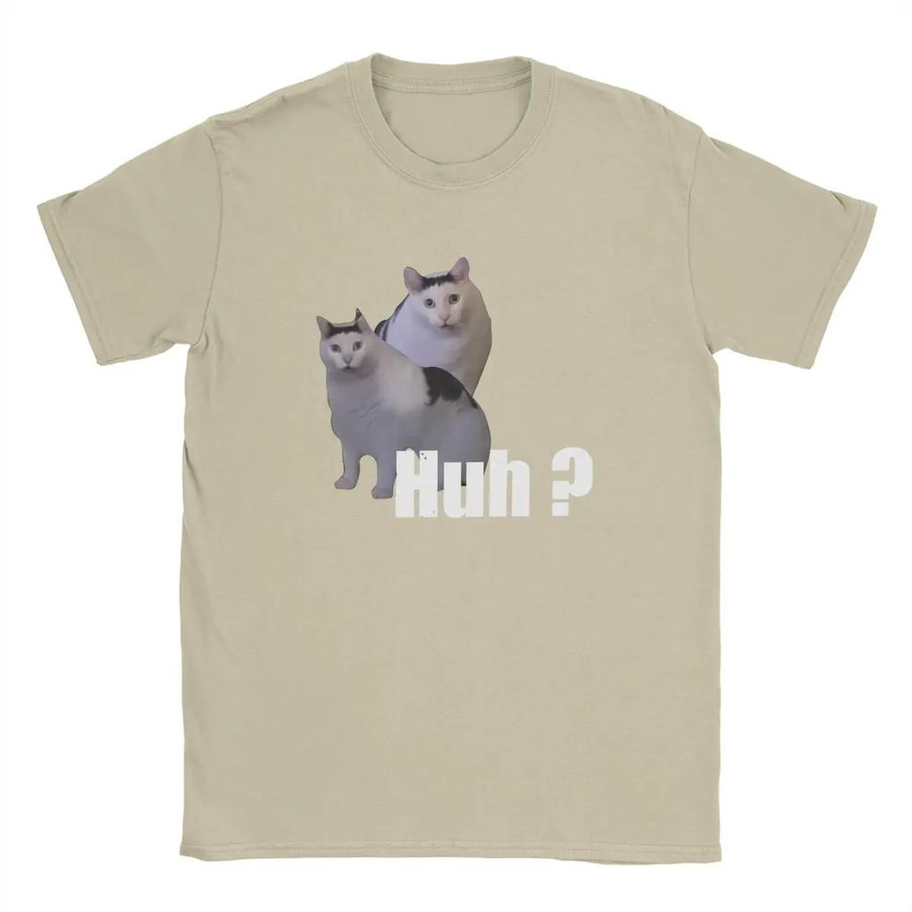 Vintage Huh Cat Meme Funny T-Shirt Round Collar 100% Cotton T Shirt Y2k Ins Harajuku Short Sleeve Tee Shirt Arrival Tops
