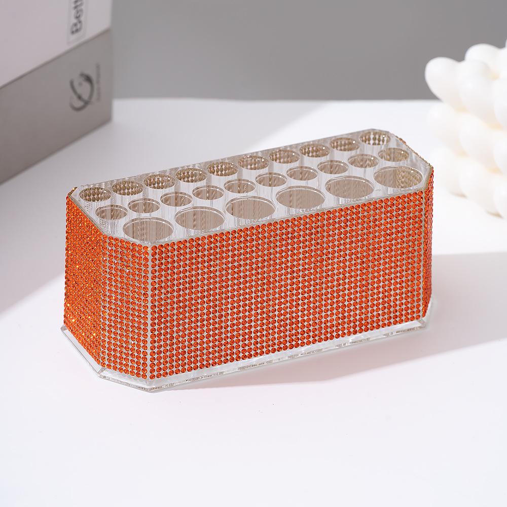 Diamond-set luxury acrylic 26-hole cosmetic pen holder, large hole transparent eyebrow pencil, eyeliner, storage box, finishing display stand