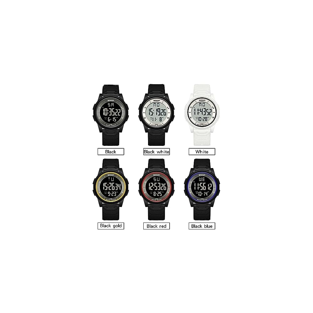 Timever Digital Men's Watch Slim Lightweight Waterproof LED Alarm Sports Stopwatch with Japanese Manual