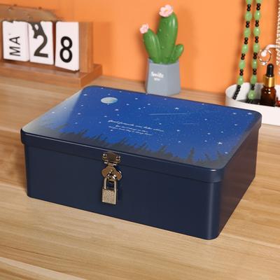 1 set blikken doos met slotsleutel Handige desktop opbergdoos Vintage stijl sieraden opbergdoos voor thuis