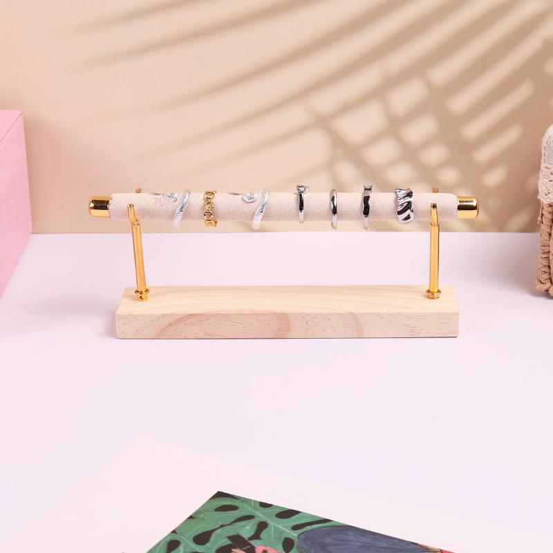 Solid Wood Base Ring Display Rack Sponge Stick Ring Holder Multi Layer Ring Storage And Organization Rack Removable Metal Rack