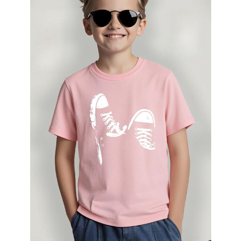 Kids Sneaker Print Crewneck Summer Short Sleeve Tee