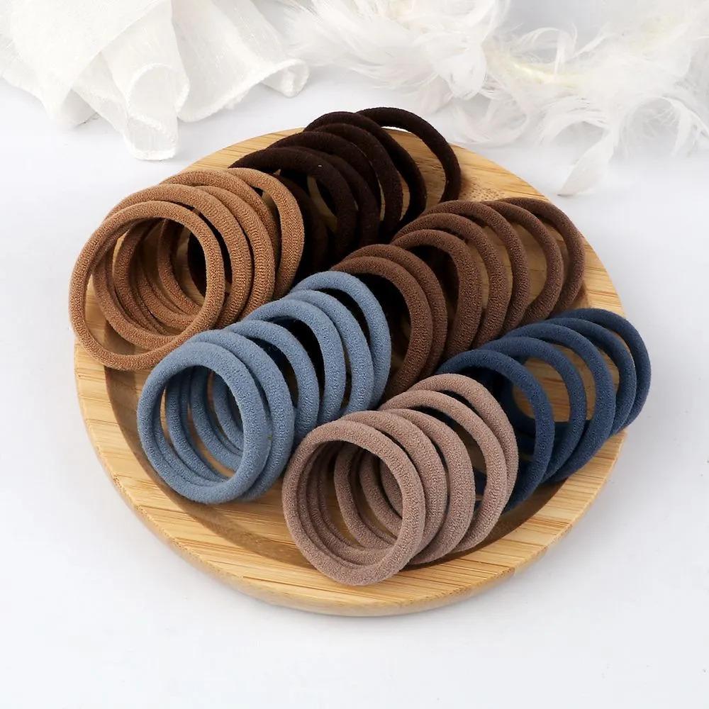 4cm Solid Color Elastic Hair Ties, Girls High Ponytail Towel Circle Hair Accessories