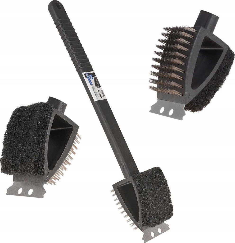 3-In-1 Wire Brush With Scraper And Sponge For Cleaning The Grill