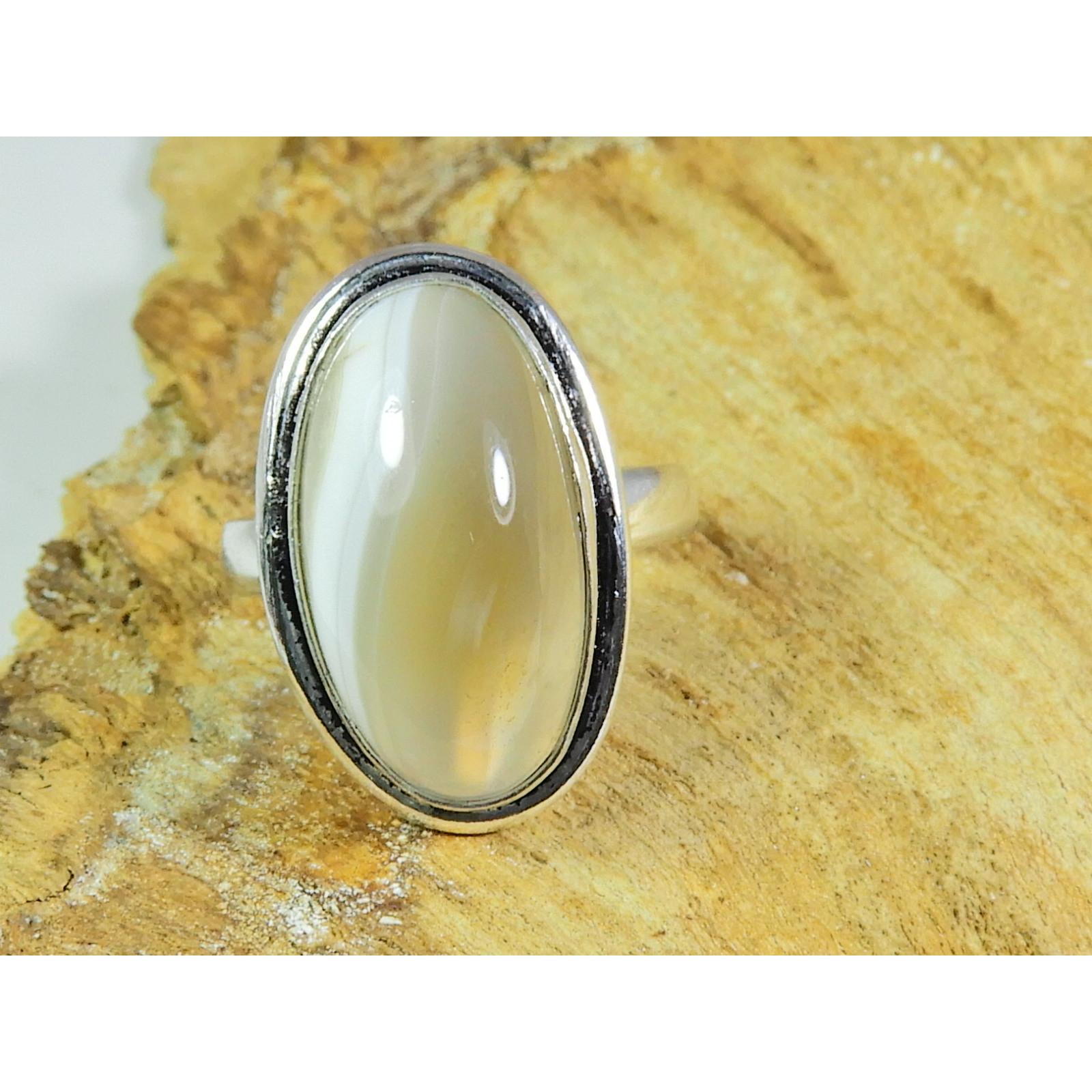 

Natural Botswana Agate 925 Solid Sterling Silver Ring Size US-8 PG-137